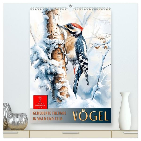 Vögel - gefiederte Freunde in Wald und Feld (hochwertiger Premium Wandkalender 2026 DIN A2 hoch) Kunstdruck in Hochglanz