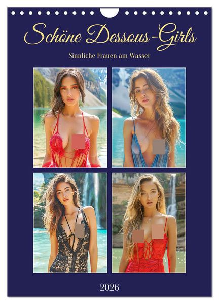 Schöne Dessous-Girls. Sinnliche Frauen am Wasser (Wandkalender 2026 DIN A4 hoch) CALVENDO Monatskalender
