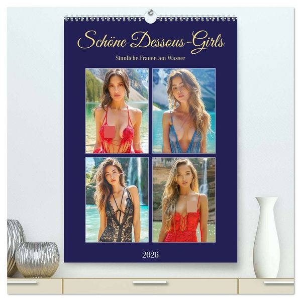 Schöne Dessous-Girls. Sinnliche Frauen am Wasser (hochwertiger Premium Wandkalender 2026 DIN A2 hoch) Kunstdruck in Hochglanz