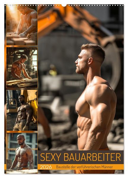 SEXY BAUARBEITER - Baustelle der verführerischen Männer (Wandkalender 2026 DIN A2 hoch) CALVENDO Monatskalender