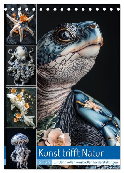 Kunst trifft Natur (Tischkalender 2026 DIN A5 hoch) CALVENDO Monatskalender