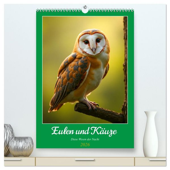 Eulen und Käuze - Diese Wesen der Nacht (hochwertiger Premium Wandkalender 2026 DIN A2 hoch) Kunstdruck in Hochglanz