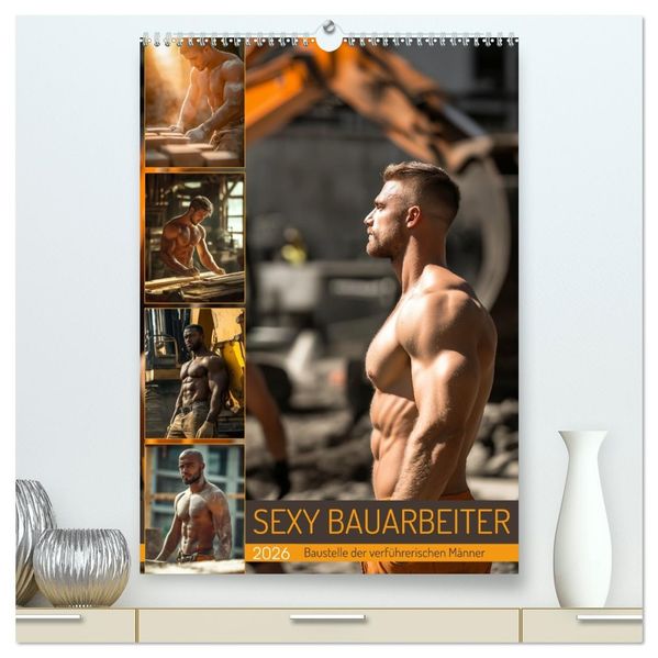 SEXY BAUARBEITER - Baustelle der verführerischen Männer (hochwertiger Premium Wandkalender 2026 DIN A2 hoch) Kunstdruck in Hochglanz
