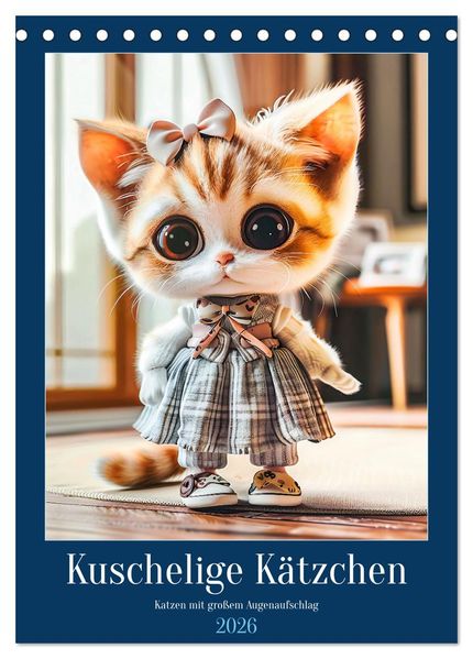 Kuschelige Kätzchen - Katzen mit großem Augenaufschlag (Tischkalender 2026 DIN A5 hoch) CALVENDO Monatskalender