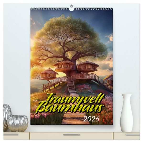 Traumwelt Baumhaus (hochwertiger Premium Wandkalender 2026 DIN A2 hoch) Kunstdruck in Hochglanz