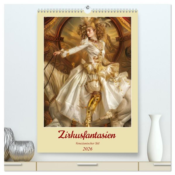 Zirkusfantasien - Venezianischer Stil (hochwertiger Premium Wandkalender 2026 DIN A2 hoch) Kunstdruck in Hochglanz