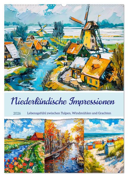 Niederländische Impressionen - Lebensgefühl zwischen Tulpen Windmühlen und Grachten (Wandkalender 2026 DIN A2 hoch) CALVENDO Monatskalender