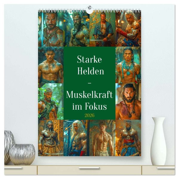 Starke Helden - Muskelkraft im Fokus (hochwertiger Premium Wandkalender 2026 DIN A2 hoch) Kunstdruck in Hochglanz