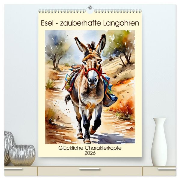 Esel - zauberhafte Langohren (hochwertiger Premium Wandkalender 2026 DIN A2 hoch) Kunstdruck in Hochglanz