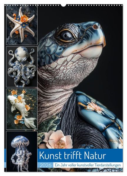 Kunst trifft Natur (Wandkalender 2026 DIN A2 hoch) CALVENDO Monatskalender