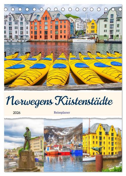 Norwegens Küstenstädte - Reiseplaner (Tischkalender 2026 DIN A5 hoch) CALVENDO Monatskalender