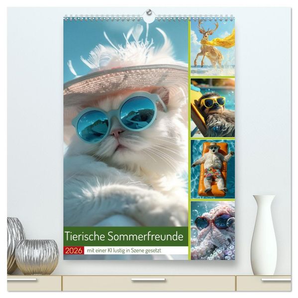 Tierische Sommerfreunde (hochwertiger Premium Wandkalender 2026 DIN A2 hoch) Kunstdruck in Hochglanz