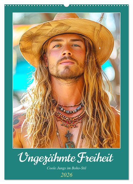Ungezähmte Freiheit. Coole Jungs im Boho-Stil (Wandkalender 2026 DIN A2 hoch) CALVENDO Monatskalender