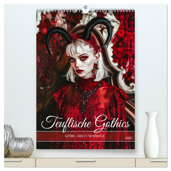 Teuflische Gothics - Gothic Girls und Hörner (hochwertiger Premium Wandkalender 2026 DIN A2 hoch) Kunstdruck in Hochglanz