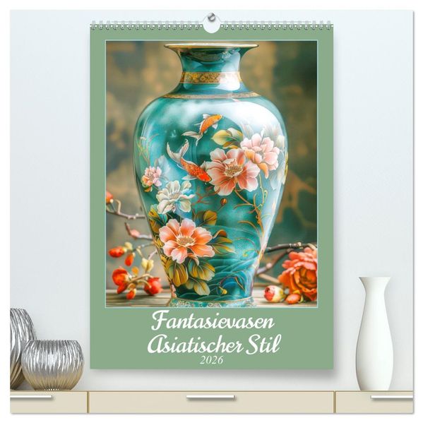 Fantasievasen - Asiatischer Stil (hochwertiger Premium Wandkalender 2026 DIN A2 hoch) Kunstdruck in Hochglanz