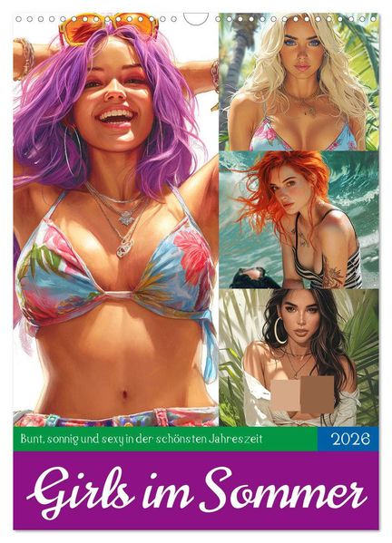 Girls im Sommer. Bunt sonnig und sexy in der schönsten Jahreszeit (Wandkalender 2026 DIN A3 hoch) CALVENDO Monatskalender