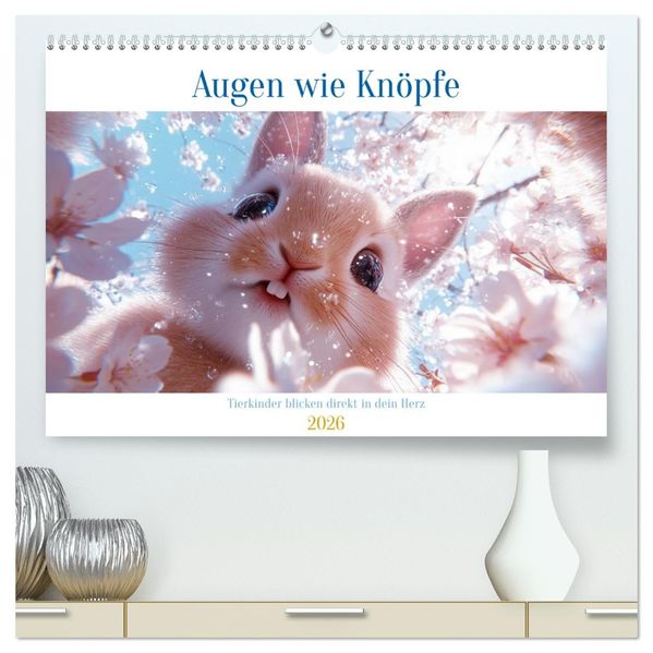 Augen wie Knöpfe (hochwertiger Premium Wandkalender 2026 DIN A2 quer) Kunstdruck in Hochglanz