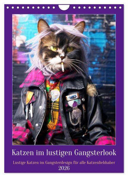 Katzen im lustigen Gangsterlook (Wandkalender 2026 DIN A4 hoch) CALVENDO Monatskalender