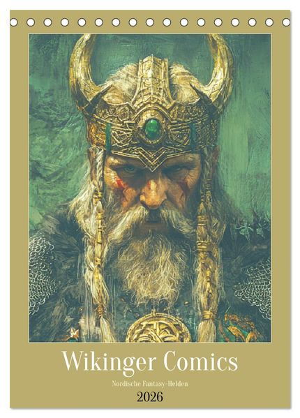 Wikinger Comics. Nordische Fantasy-Helden (Tischkalender 2026 DIN A5 hoch) CALVENDO Monatskalender
