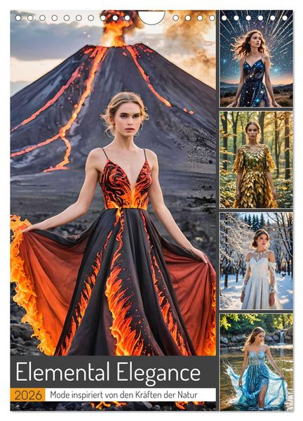 Elemental Elegance - Mode inspiriert von den Kräften der Natur (Wandkalender 2026 DIN A4 hoch) CALVENDO Monatskalender