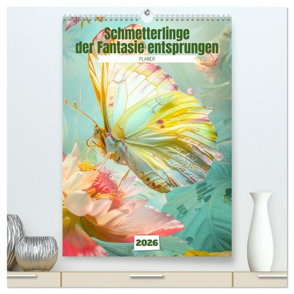 Schmetterlinge der Fantasie entsprungen - Planer (hochwertiger Premium Wandkalender 2026 DIN A2 hoch) Kunstdruck in Hochglanz