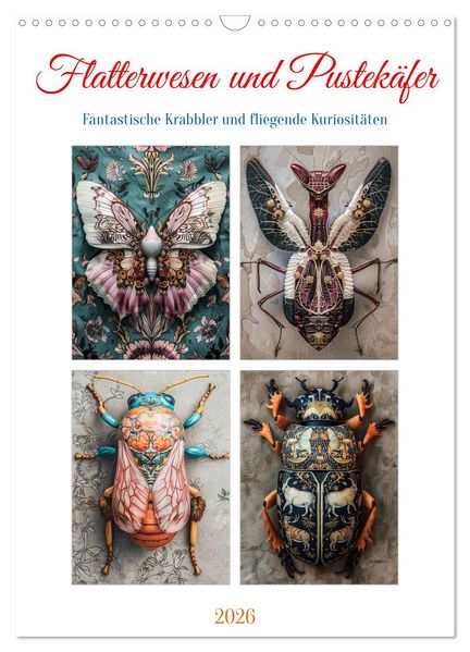 Flatterwesen und Pustekäfer (Wandkalender 2026 DIN A3 hoch) CALVENDO Monatskalender