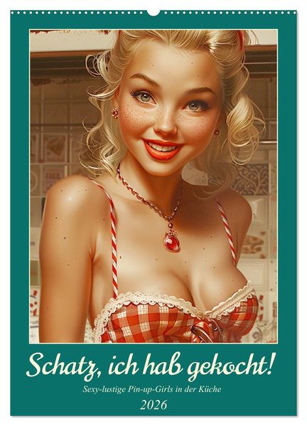 Schatz ich hab gekocht! Sexy-lustige Pin-up-Girls in der Küche (Wandkalender 2026 DIN A2 hoch) CALVENDO Monatskalender