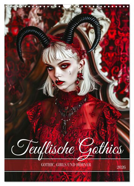 Teuflische Gothics - Gothic Girls und Hörner (Wandkalender 2026 DIN A3 hoch) CALVENDO Monatskalender