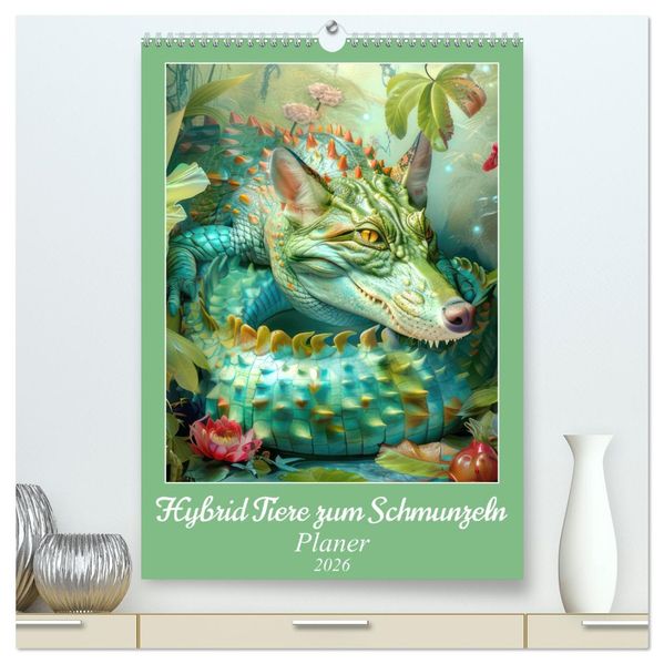 Hybrid Tiere zum Schmunzeln - Planer (hochwertiger Premium Wandkalender 2026 DIN A2 hoch) Kunstdruck in Hochglanz