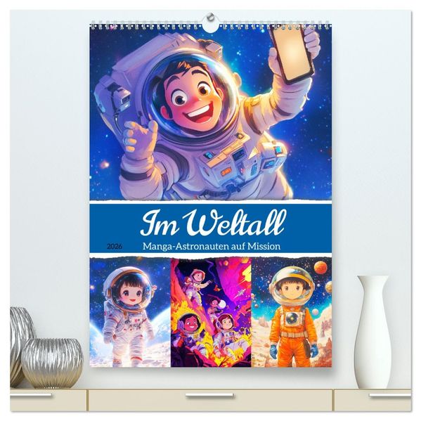 Im Weltall. Manga-Astronauten auf Mission (hochwertiger Premium Wandkalender 2026 DIN A2 hoch) Kunstdruck in Hochglanz