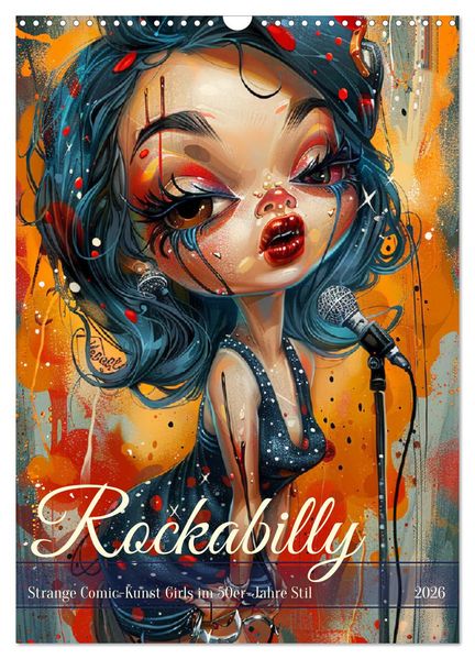 Rockabilly. Strange Comic-Kunst Girls im 50er-Jahre Stil (Wandkalender 2026 DIN A3 hoch) CALVENDO Monatskalender