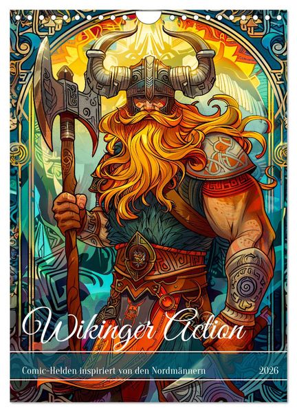 Wikinger Action - Comic-Helden inspiriert von den Nordmännern (Wandkalender 2026 DIN A4 hoch) CALVENDO Monatskalender