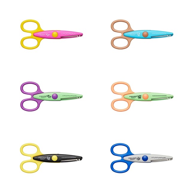 Fiskars KidzorsÖ Kinder-Dekorscheren inkl. Tasche 13 cm Rechts- und Linkshänder ab 4 Jahren 6er Set
