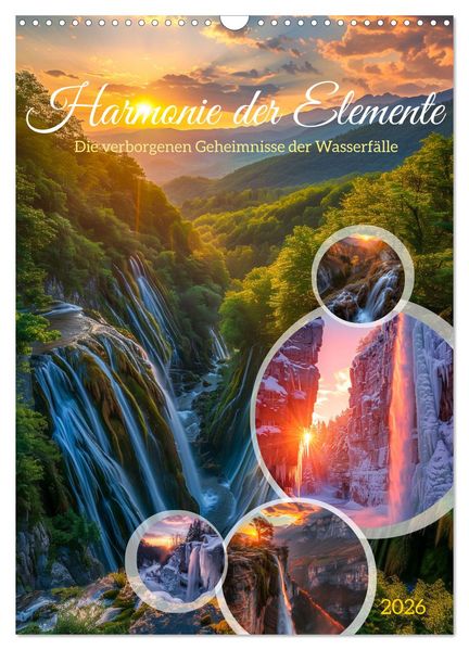 Die Harmonie der Elemente - Die verborgenen Geheimnisse der Wasserfälle (Wandkalender 2026 DIN A3 hoch) CALVENDO Monatskalender