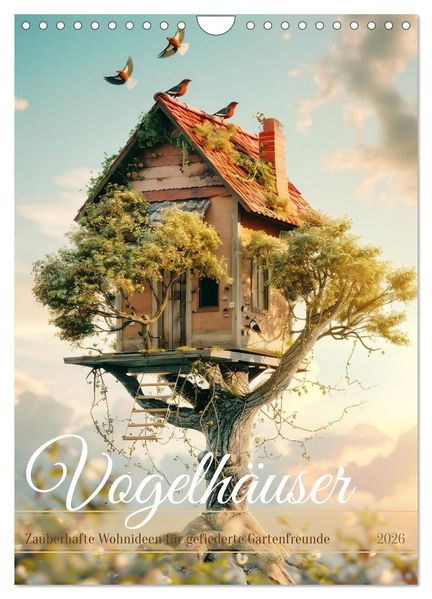Vogelhäuser Zauberhafte Wohnideen für gefiederte Freunde (Wandkalender 2026 DIN A4 hoch) CALVENDO Monatskalender