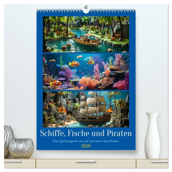 Schiffe Fische und Piraten (hochwertiger Premium Wandkalender 2026 DIN A2 hoch) Kunstdruck in Hochglanz
