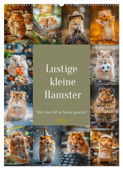 Lustige kleine Hamster (Wandkalender 2026 DIN A2 hoch) CALVENDO Monatskalender