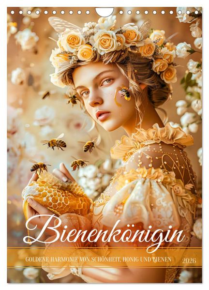 Bienenkönigin - Goldene Harmonie von Schönheit Honig und Bienen (Wandkalender 2026 DIN A4 hoch) CALVENDO Monatskalender