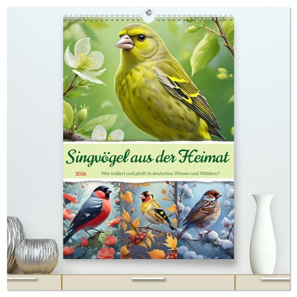 Singvögel aus der Heimat (hochwertiger Premium Wandkalender 2026 DIN A2 hoch) Kunstdruck in Hochglanz