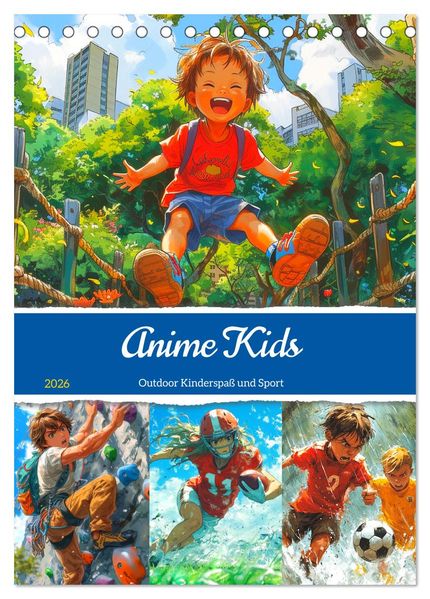 Anime Kids. Outdoor Kinderspaß und Sport (Tischkalender 2026 DIN A5 hoch) CALVENDO Monatskalender