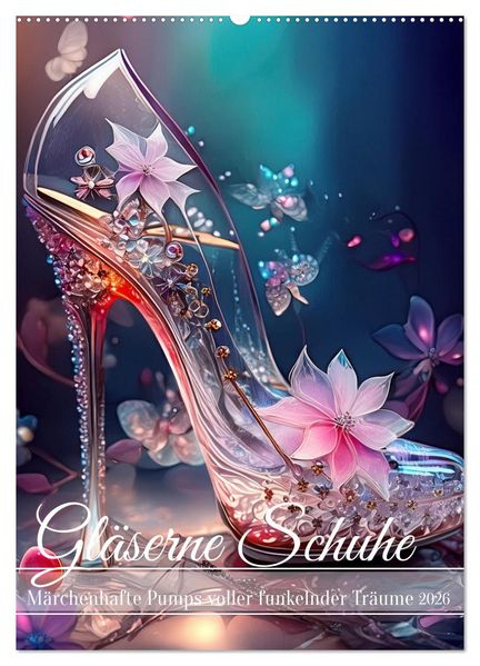 Gläserne Schuhe - Märchenhafte Pumps voller funkelnder Träume (Wandkalender 2026 DIN A2 hoch) CALVENDO Monatskalender