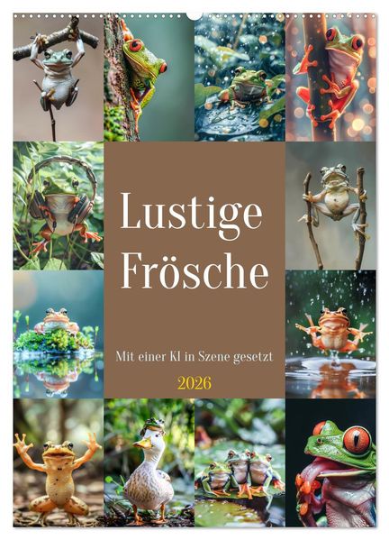 Lustige Frösche (Wandkalender 2026 DIN A2 hoch) CALVENDO Monatskalender
