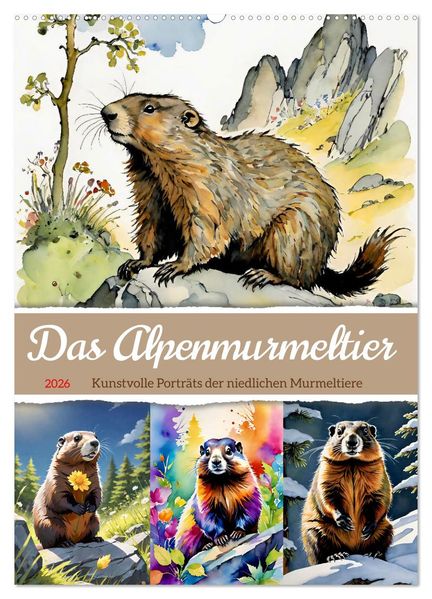 Das Alpenmurmeltier (Wandkalender 2026 DIN A2 hoch) CALVENDO Monatskalender