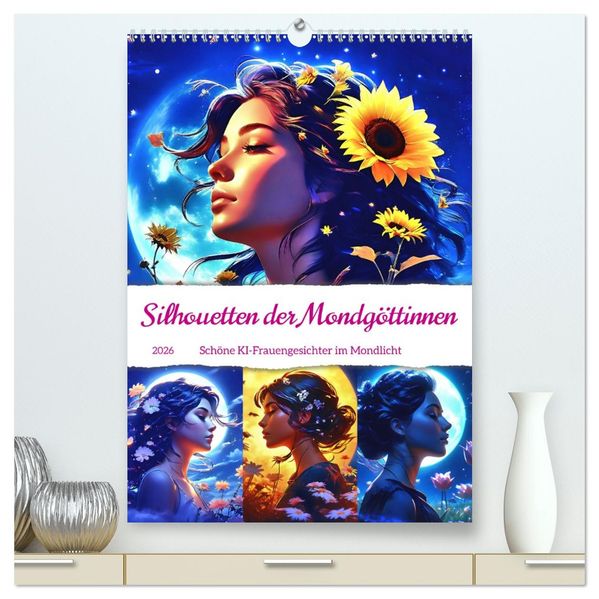 Silhouetten der Mondgöttinnen (hochwertiger Premium Wandkalender 2026 DIN A2 hoch) Kunstdruck in Hochglanz