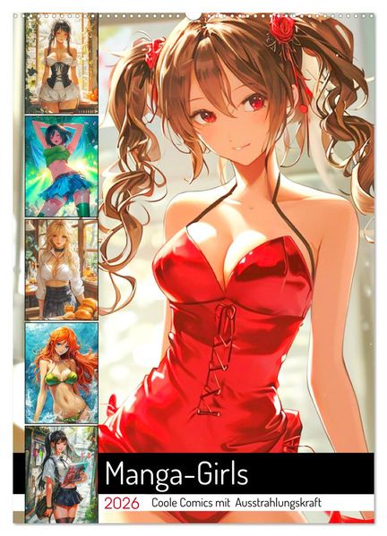 Manga-Girls. Coole Comics mit Ausstrahlungskraft (Wandkalender 2026 DIN A2 hoch) CALVENDO Monatskalender