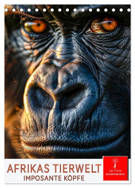 Afrikas Tierwelt - imposante Köpfe (Tischkalender 2026 DIN A5 hoch) CALVENDO Monatskalender