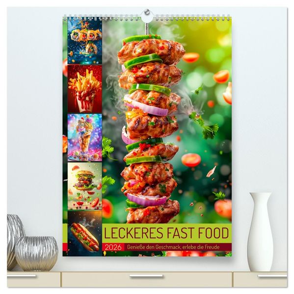 Leckeres Fast Food (hochwertiger Premium Wandkalender 2026 DIN A2 hoch) Kunstdruck in Hochglanz