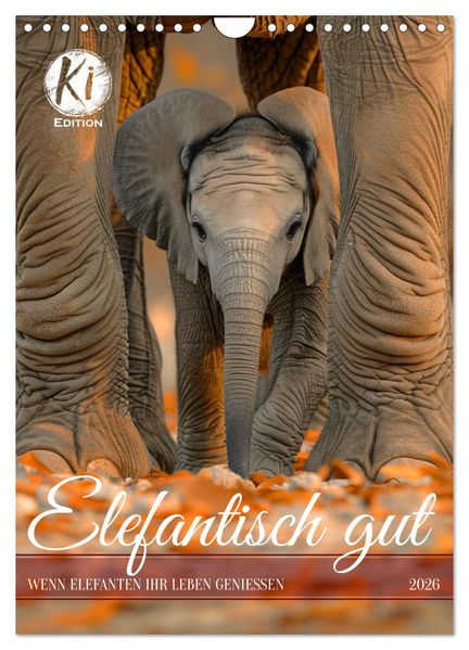 Elefantisch gut (Wandkalender 2026 DIN A4 hoch) CALVENDO Monatskalender