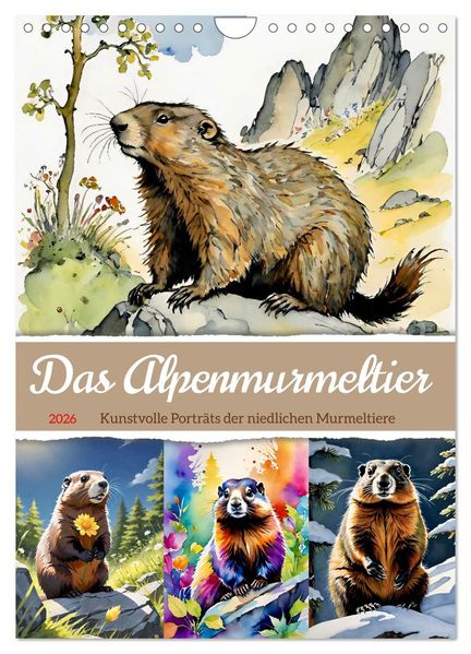 Das Alpenmurmeltier (Wandkalender 2026 DIN A4 hoch) CALVENDO Monatskalender