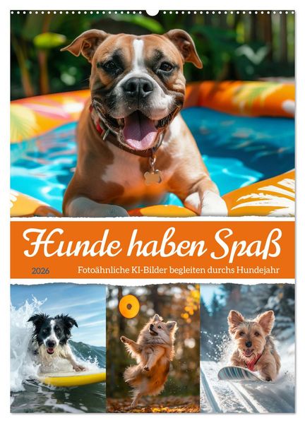 Hunde haben Spaß (Wandkalender 2026 DIN A2 hoch) CALVENDO Monatskalender